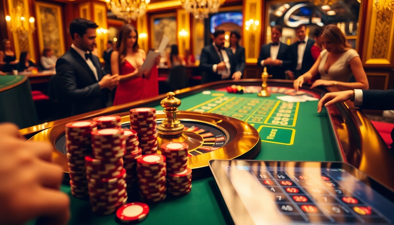 Experience the thrill of casino en ligne argent réel with elegant roulette tables and excited players.